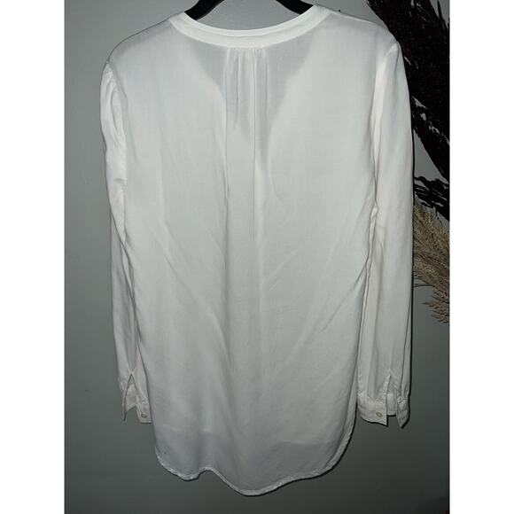 Beachlunchlounge white 100% rayon blouse v-neck pullover made in India size S - Picture 4 of 7